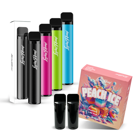 Vape Battery + 2 Pods Peach Ice Vape Pens Lucky Hemp   